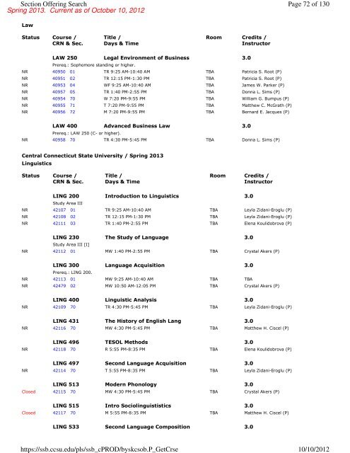 View Spring 2013 Course Offerings in .PDF format - Central ...