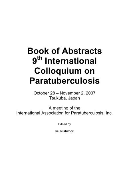 Book Of Abstracts 9 International Colloquium On Paratuberculosis