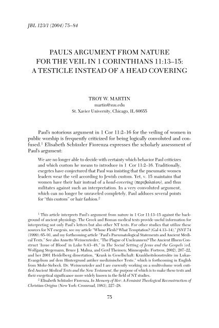 Paul's Argument from Nature for the Veil in - Michael S. Heiser