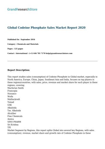 Global Codeine Phosphate Sales Market Report 2020