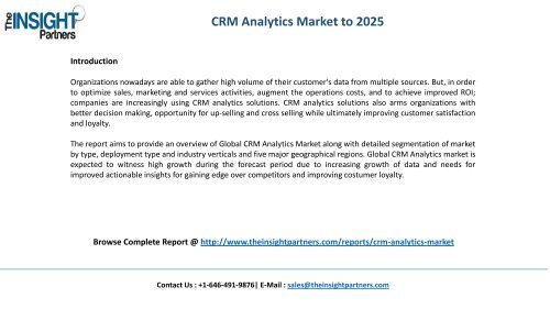 CRM Analytics Industry - Global Industry Analysis, Size, Share, Growth, Trends and Forecast 2025