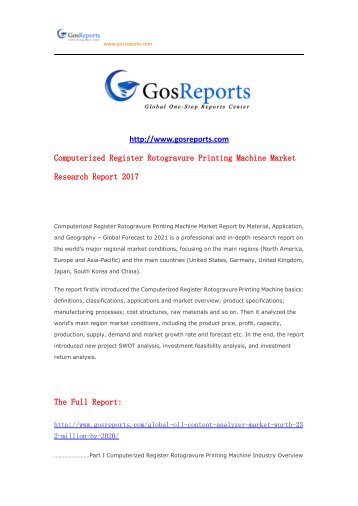 Computerized Register Rotogravure Printing Machine Market Research Report 2017