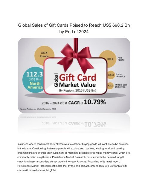 Global Gift Cards Market Size During Year 2016 2024