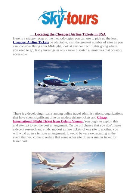 Locating the Cheapest Airline Tickets in USA