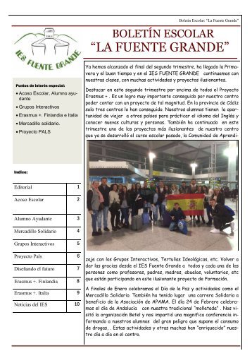 PERIODICO ESCOLAR "LA FUENTE GRANDE". EDICIÓN PRIMAVERA