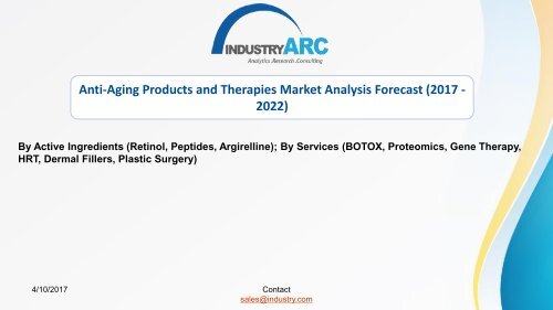 Anti-Aging Products and Therapies Market | IndustryARC