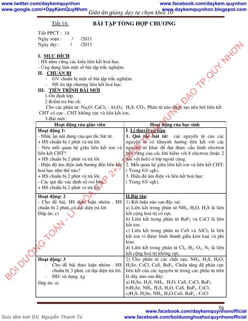 Giáo án lớp 10 môn Hóa tự chọn HK1, có đề kiểm tra & Bài tập và lý thuyết Hóa 11 đầy đủ