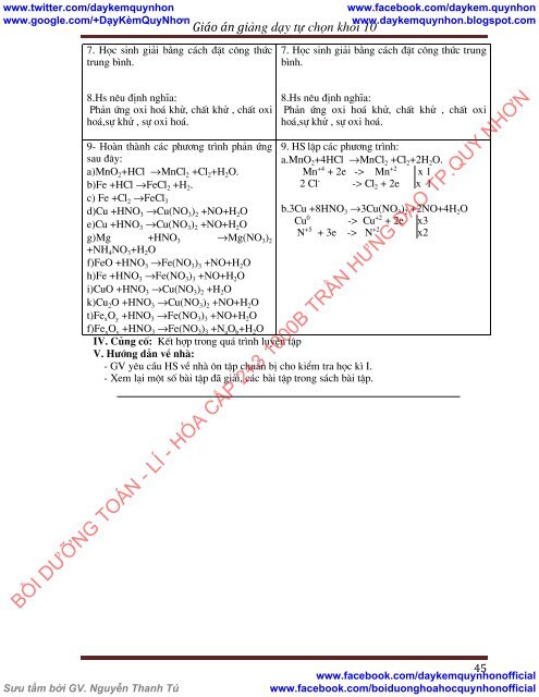 Giáo án lớp 10 môn Hóa tự chọn HK1, có đề kiểm tra & Bài tập và lý thuyết Hóa 11 đầy đủ