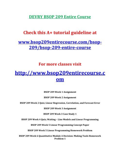 DEVRY BSOP 209 Entire Course