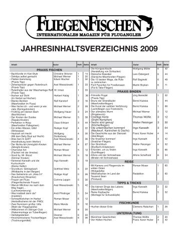 jahresinhaltsverzeichnis 2009 - Fliegenfischen