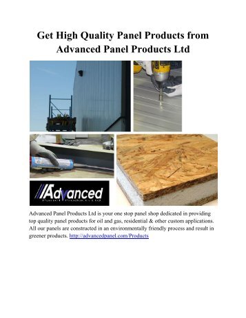 Get High Quality Panel Products from Advanced Panel Products Ltd