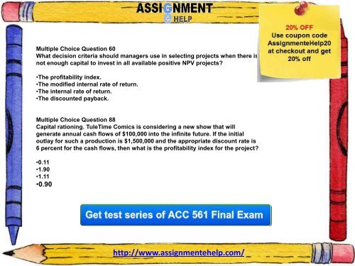 FIN 571 final exam - 57 Questions | Free Answers | Corporate Finance | Phoenix