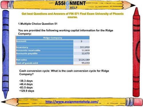 FIN 571 final exam - 57 Questions | Free Answers | Corporate Finance | Phoenix