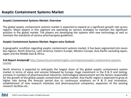 Aseptic Containment Systems Market: Industry Trends and Developments 2017- 2027