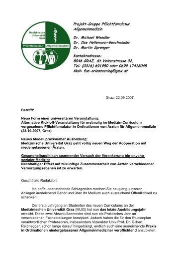 Projekt-Gruppe Pflichtfamulatur Allgemeinmedizin Dr. Michael ...