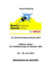 Ausschreibungen 2013 - Bosch Boxberg Klassik