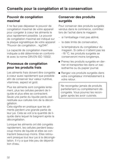 Miele KFN 29133 D edt/cs - Mode d'emploi et instructions de montage