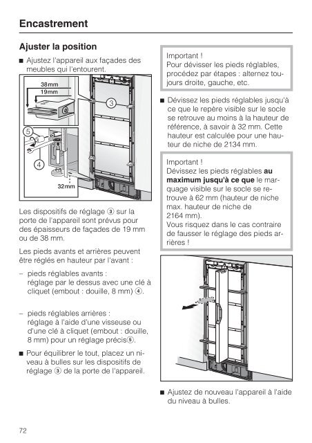 Miele KFN 29133 D edt/cs - Mode d'emploi et instructions de montage