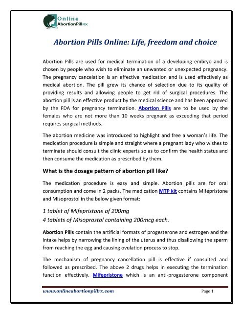 Abortion Pills Online Life, freedom and choice