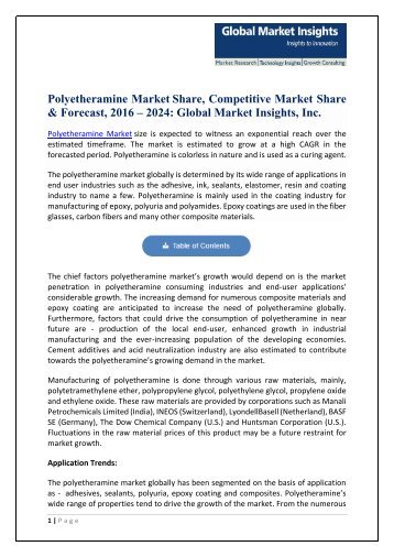 PDF- Polyetheramine Market