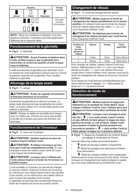 Makita Perceuse visseuse &agrave; percussion 18 V Li-Ion 5 Ah &Oslash; 13 mm (3 batteries) - DHP482RT3J - Notice