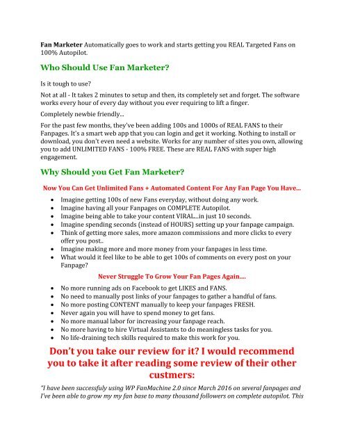 Fan Marketer review & bonuses - cool weapon