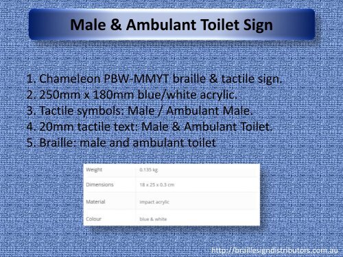 Male &amp; Ambulant Toilet Sign - Braille Sign Distributors