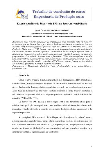 Estudo e Análise do Suporte da TPM no Setor Automobilístico