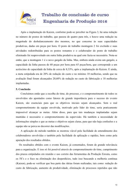 Aplicação da filosofia Kaizen em uma celula de montagem de uma empresa de segurança eletronica