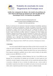 Análise das reclamações de clientes e da tratativa de problemas de uma empresa fabricante de autopeças por meio da aplicação da metodologia MASP e ferramentas da qualidade