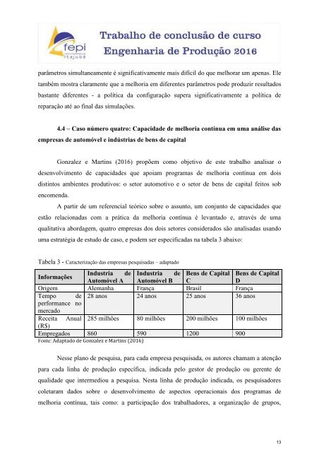 Análise comparativa das tecnologias de melhorias contínuas e suas heterogeneidades