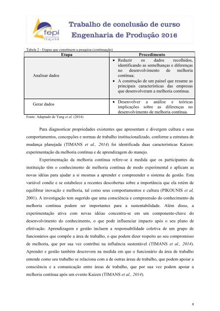 Análise comparativa das tecnologias de melhorias contínuas e suas heterogeneidades