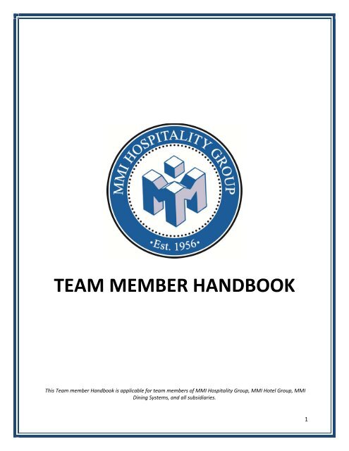 MMI Team Member Handbook updated03.2017