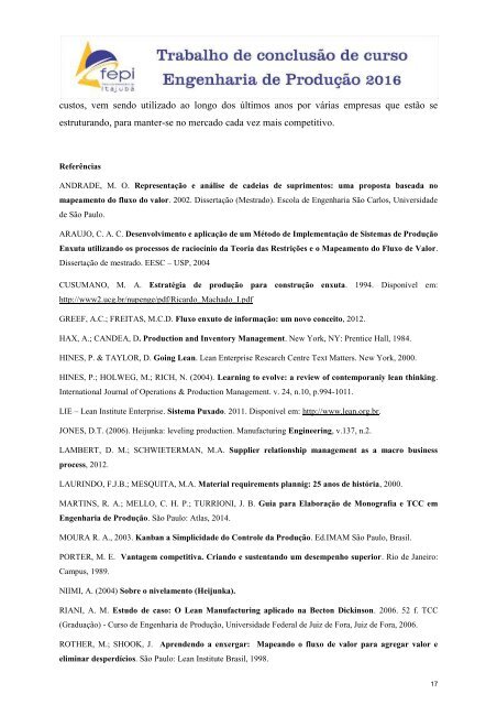 Importância do sistema de produção enxuta como ferramenta de gestão nas empresas