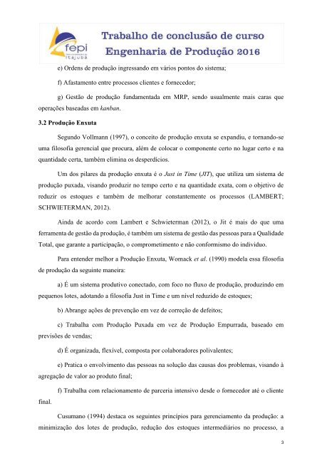 Importância do sistema de produção enxuta como ferramenta de gestão nas empresas