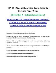 CJA 354 Week 2 Learning Team Insanity Defense Paper NEW
