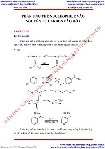 Cơ chế phản ứng hóa hữu cơ Phan Đức Toàn (Dạy Kèm Quy Nhơn Official sưu tầm và giới thiệu)