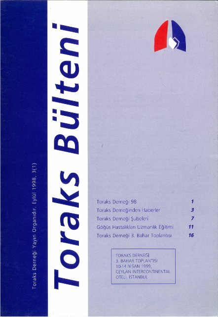 Toraks Bülteni - Eylül 1998, 3(1)