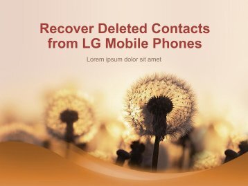 Recover Deleted Contacts from LG Mobile Phones