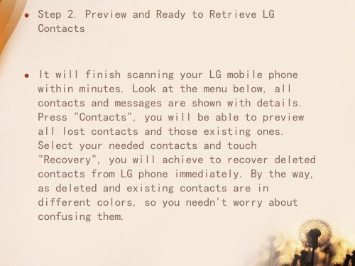 Recover Deleted Contacts from LG Mobile Phones