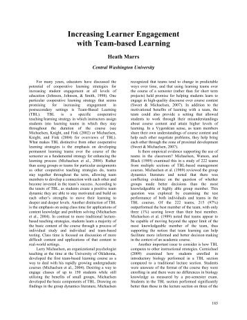 Increasing Learner Engagement with Team-based Learning