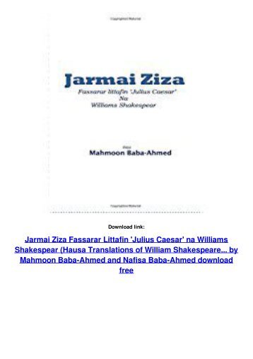 Jarmai Ziza Fassarar Littafin 'Julius Caesar' na Williams Shakespear (Hausa Translations of William Shakespeare...