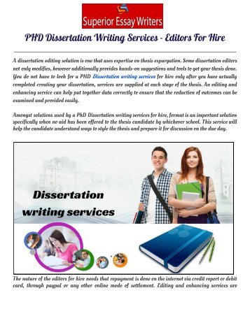 PHD Dissertation Writing Services  - Editors For Hire