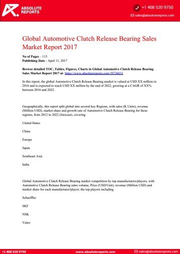10726631-Global-Automotive-Clutch-Release-Bearing-Sales-Market-Report-2017