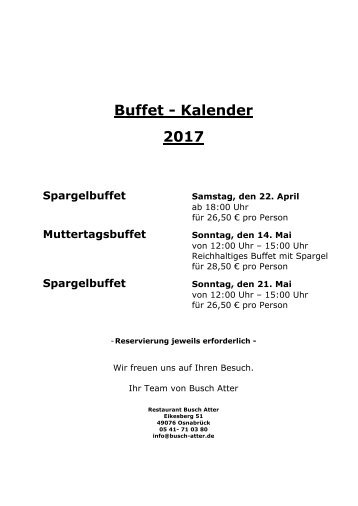 Buffet-Kalender 2017