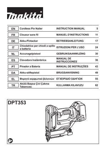 Makita SPILLATRICE 18V - DPT353RTJ - Manuale Istruzioni