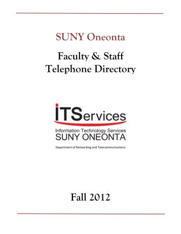 SUNY Oneonta Faculty & Staff Telephone Directory Fall 2012