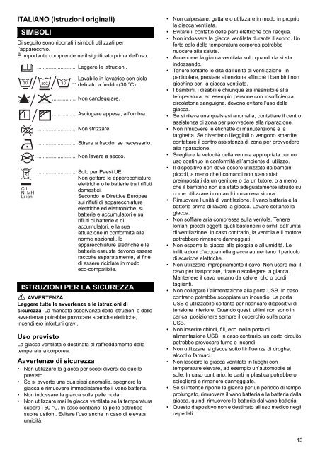 Makita GIACCA VENTILATA A BATTERIA (M / L / XL) POLYESTERE - DFJ201Z - Manuale Istruzioni