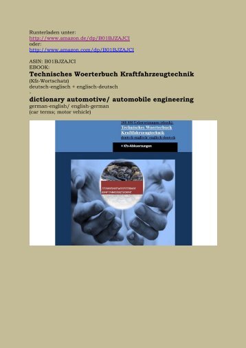 Kfz-Begriffe in deutsch-englisch: Woerterbuch fuer Mechaniker Mechatroniker Uebersetzer Dolmetscher