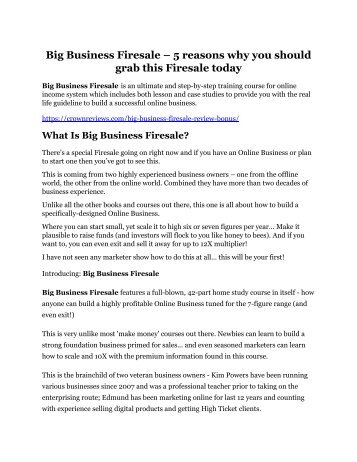 Big Business Firesale Review